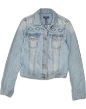 Chaps Womens Denim Jacket Uk 6 Xs Blue Cotton Aq20