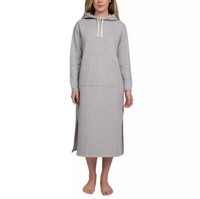 Lands End Hooded Lounger Night Gown Women S Heavyweight Kangaroo Pocket Gray