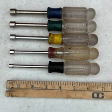 CRAFTSMAN 5 Piece Nut Driver Set SAE 3/16" - 11/32” USA 41971-41974, 41977 Clear