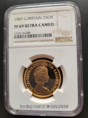 1983 GREAT BRITAIN - 2 Pounds Gold Sovereign - NGC Proof 69 Ultra Cameo