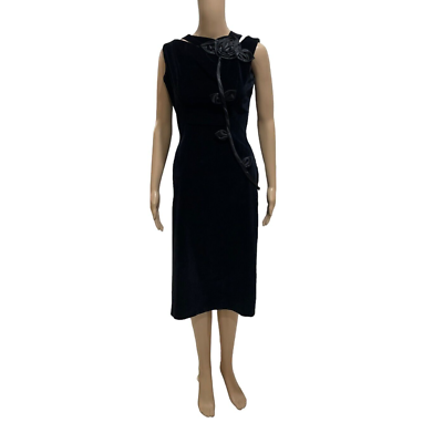 Vintage Tailored Junior Black Velour 3D FLORAL Accent Bodycon Midi Dress Size 9 | eBay Vintage Tailored Junior Black Velour 3D FLORAL Accent Bodycon Midi Dress Size 9 | eBay