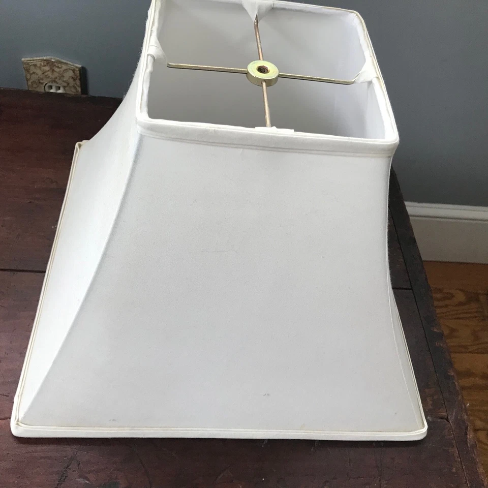 Lámpara de tela grande elegante estilo vintage pantalla de tela blanca 10" Foto 4 de 4