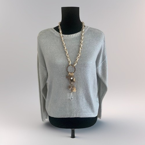 H&M Girls Pullover Sweater Size EUR 170 US 14Y+ Cropped Shiny Gray