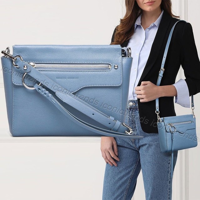 NWT 💧 Rebecca Minkoff Gabby Leather Crossbody Shoulder Bag Cement Blue
