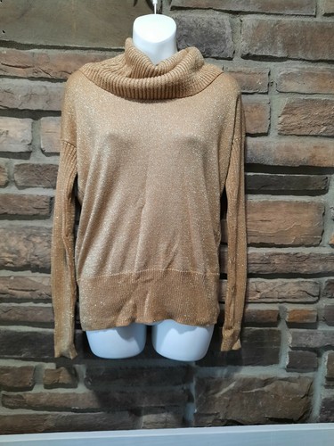 Gold Metallic Turtleneck Sweater top 
