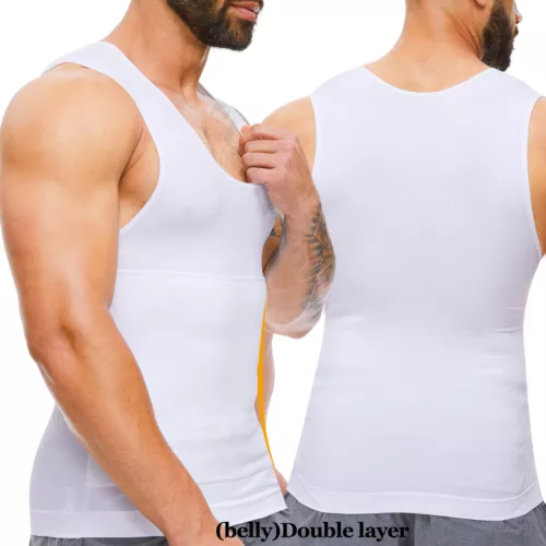 Hombres Camisa de Compresión Control Abdomen Chaleco Apretado Adelgazante Cuerpo Modelador Entrenamiento Grasa - Imagen 4 de 21