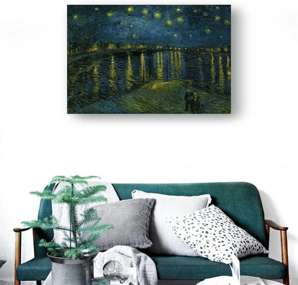 Póster Noche estrellada sobre el Ródano de Vincent Van Gogh impresiones artísticas sala de estar Foto 3 de 4