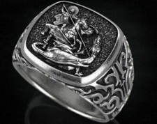 Awesome Capricorn Signet Unique Design Special Men's Wedding Ring In 935 Silver