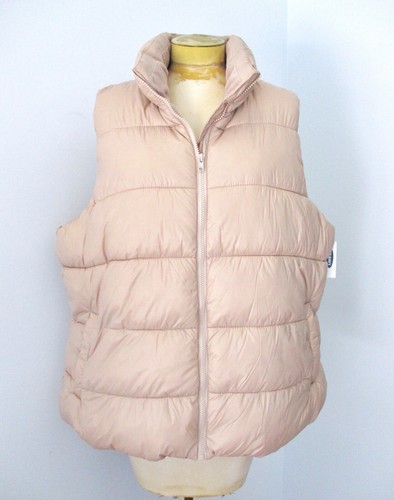 NWT Old Navy Light Sorrell Nylon Puffer Vest Neck Zip Fleece Lining Pockets 2XL - Picture 5 of 8