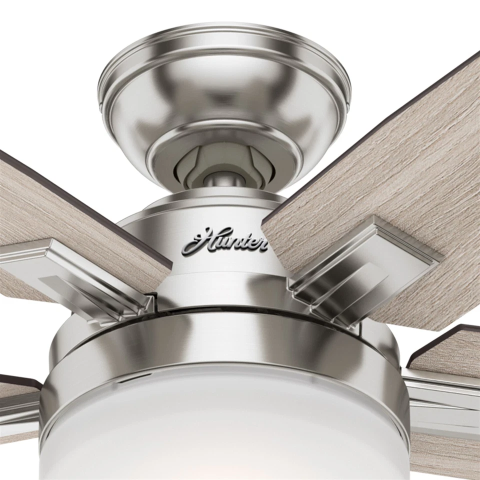 Ventilador Hunter 52 pulgadas contemporáneo níquel cepillado ventilador de techo con control remoto y luz Foto 2 de 4