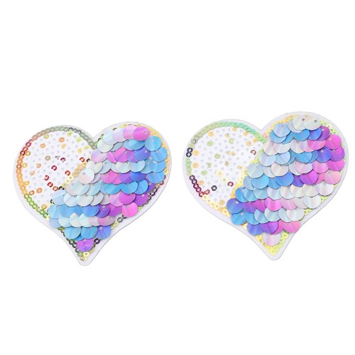 1 Paar Brustwarzenpasten blau Pailletten Herzform Design atmungsaktiv Pasties Nipp TPG - Bild 16 von 22