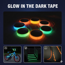 Glow In The Dark Sticky Tape Self Adhesive Luminous Safety Film Sticker Roll UK