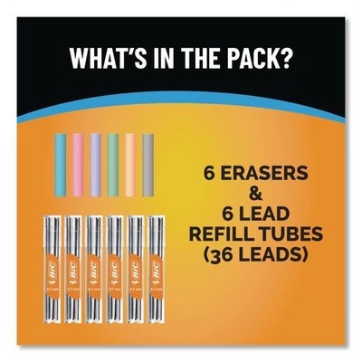 BIC Break Resistant Lead Refills, 0.7 mm, HB, Black, 6 Leads/Tube, 6 Tubes/Pack