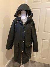 Barbour Marcy Olive parka wax long coat jacket size 8 BNWT RRP £349