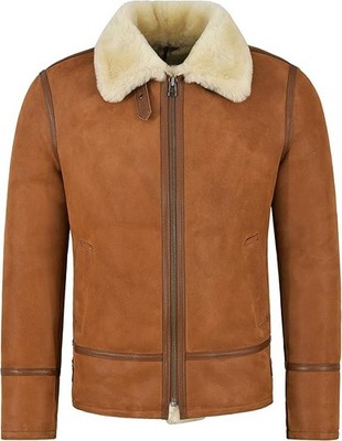 Herren B3 Shearling Lammfell Jacke hellbraun whisky beige Fell Bomber Pilot RAF HARBIN