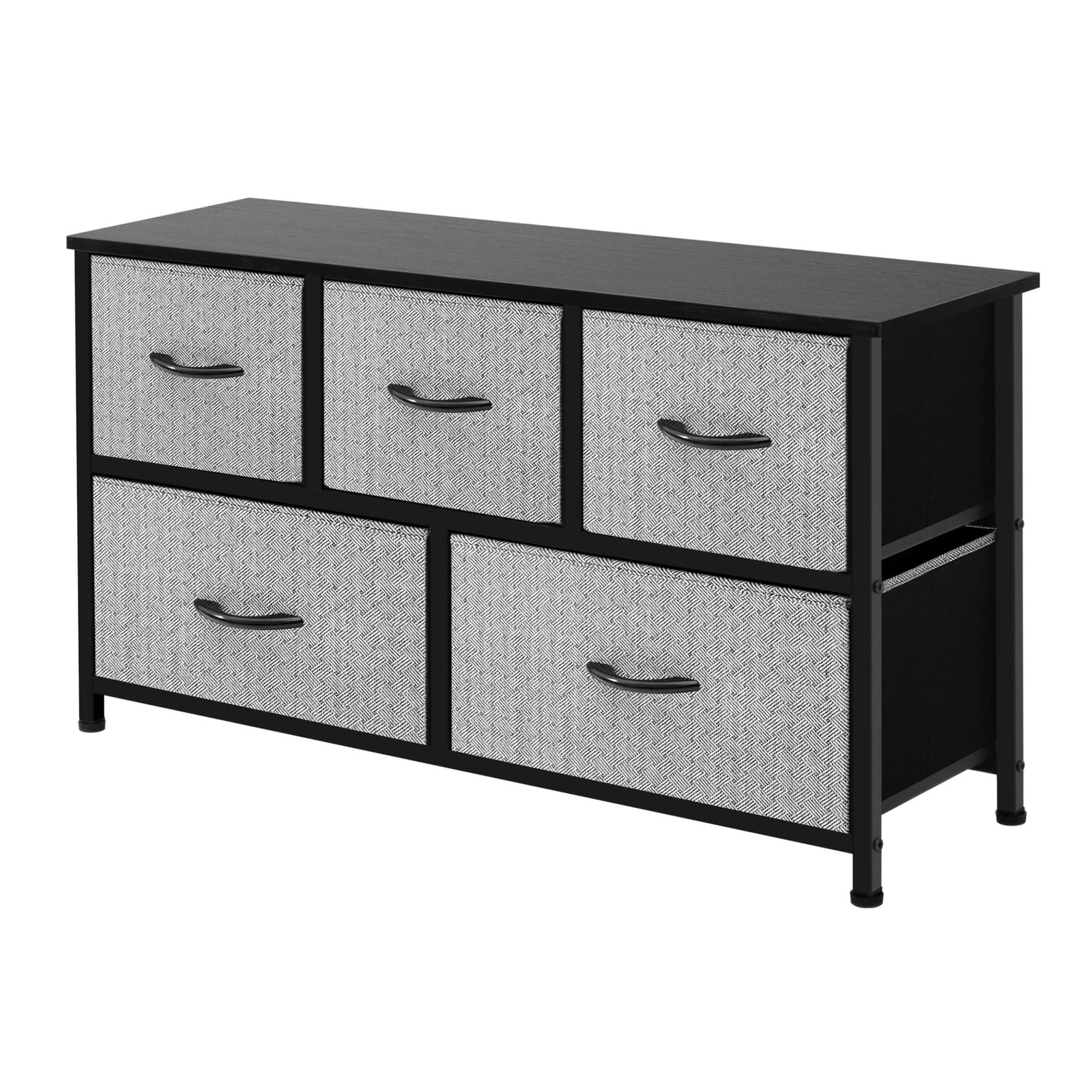 Extra Wide 5-Drawer Dresser Storage Tower with Sturdy Steel Frame and Easy Pull Handles
