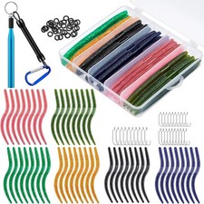 Wacky Worm Kit Bass Fishing 48PCS 5.5" Wacky Worm Lures 100 O-Rings Wacky Rig