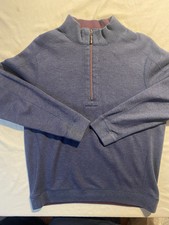 Tommy Bahama Sweater Men L Pullover 1/4 Zip Reversible Sweatshirt Cotton Blue