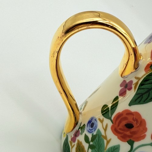 Anthropologie Rifle Paper Co Coffee Tea Cup Mug Floral Gold Monogram Letter “A” - Picture 7 of 14