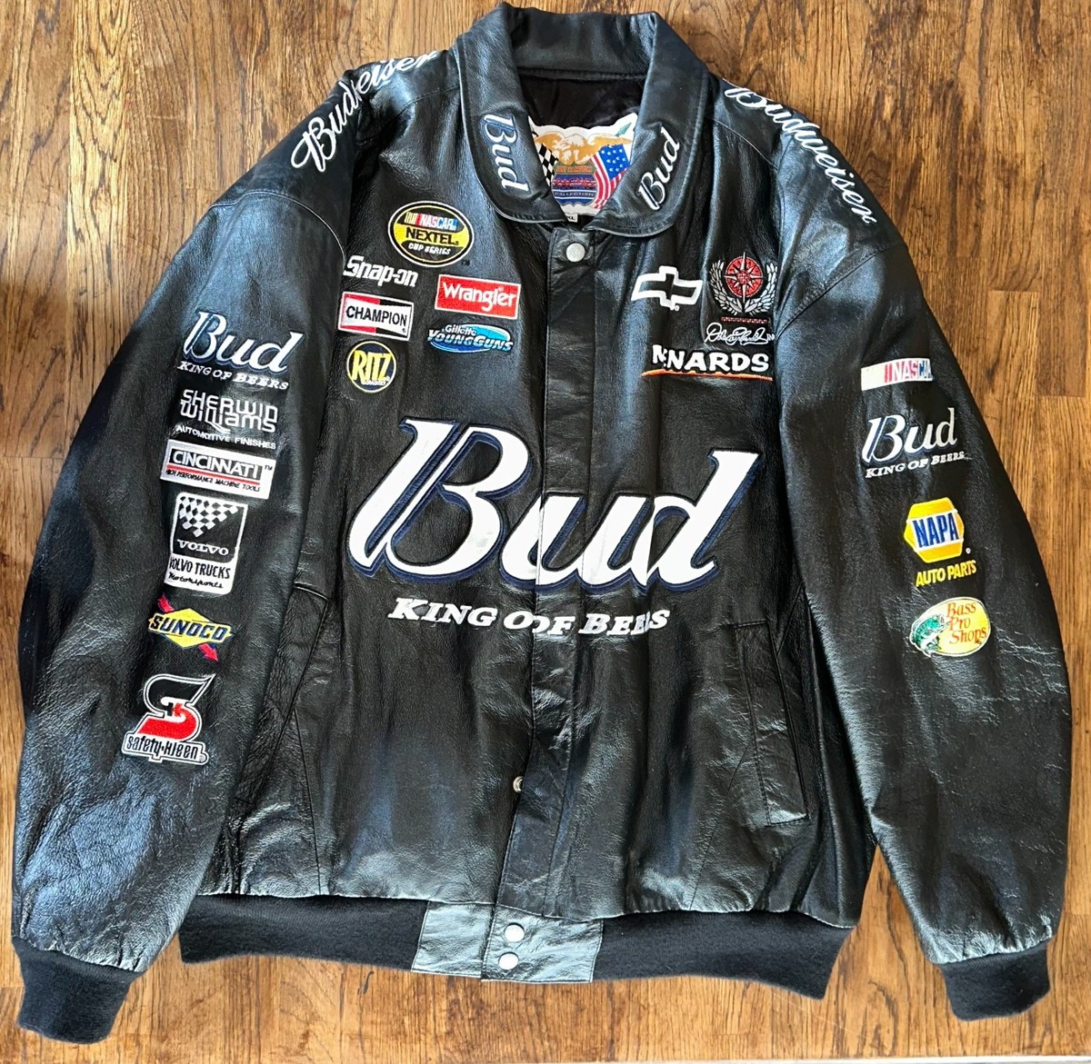 Nascar Dale Earnhardt Jr Leather Jacket Bud King Of Beers Size XL