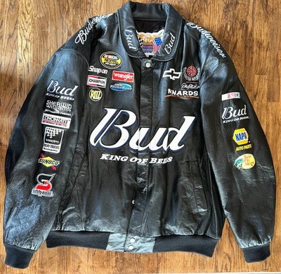 Nascar Dale Earnhardt Jr Leather Jacket Bud King Of Beers Size XL