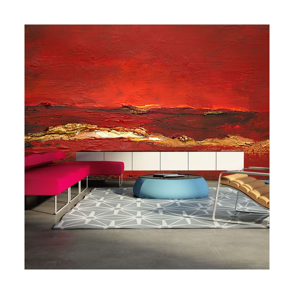 Papier peint Gold Wave II panorama 450x270cm pour salon moderne