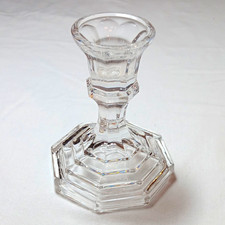 Clear Glass Hexagonal Base Taper/Dinner Candlestick Holder Vintage Style 5 in