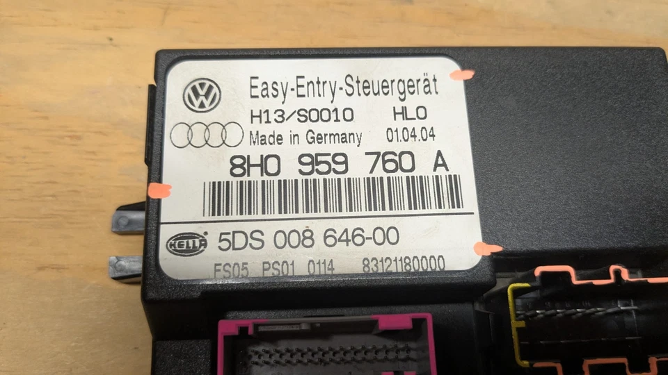03-09 Audi A4 S4 Convertible Memory Seat Control Module 8E0 959 760 A (OEM) #77 - Image 2 of 4