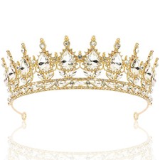 TOBATOBA Gold Crown Tiara for Women - Crystal 1 Count Pack of 1 ,