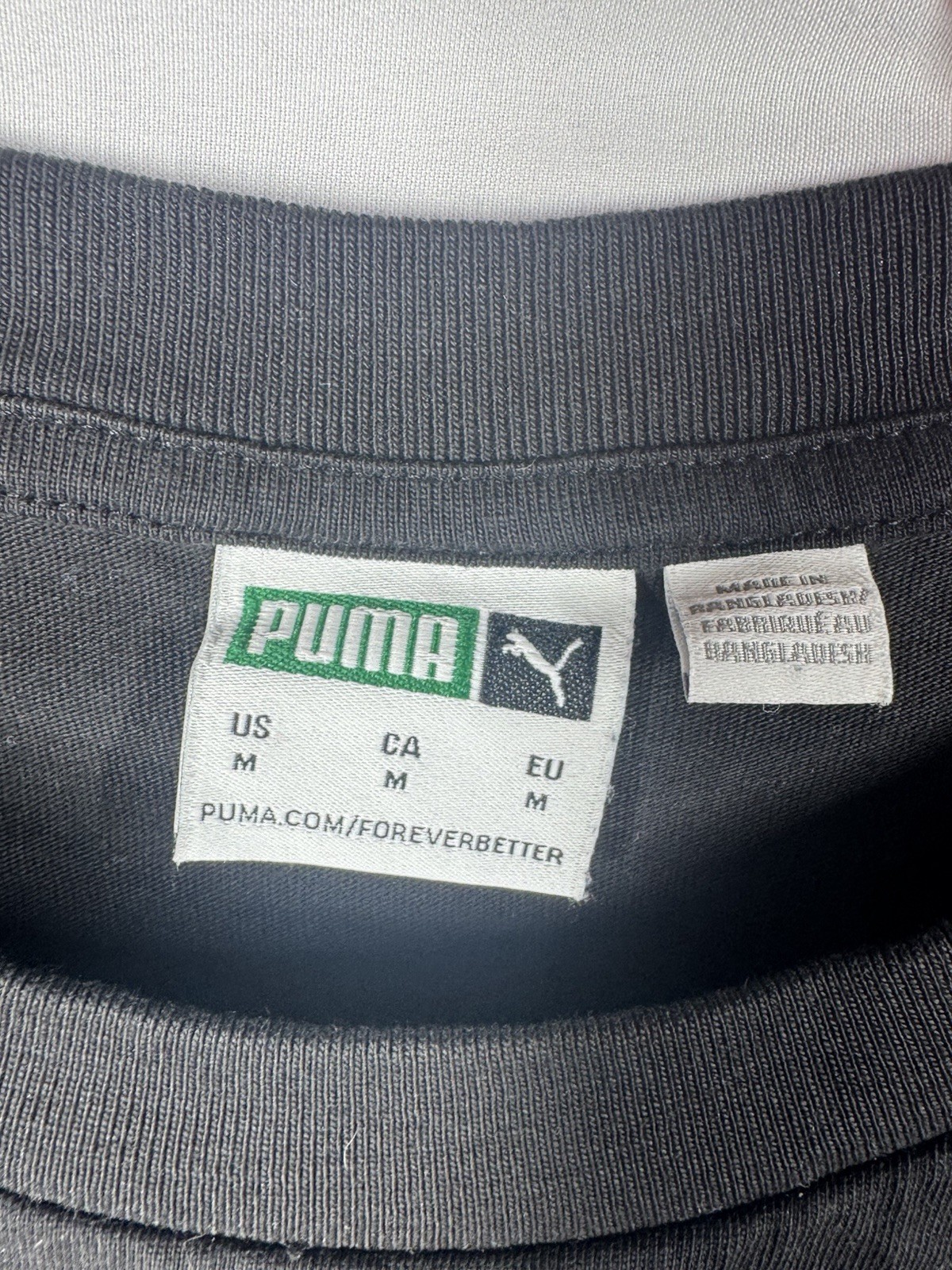 Puma Mens Graphic T-Shirt Medium M Black Short Sleeve Crew Neck Cotton Logo thumbnail 5