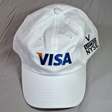 Vintage VISA V Listed NYSE Hat New York Stock Exchange White Leather Strapback