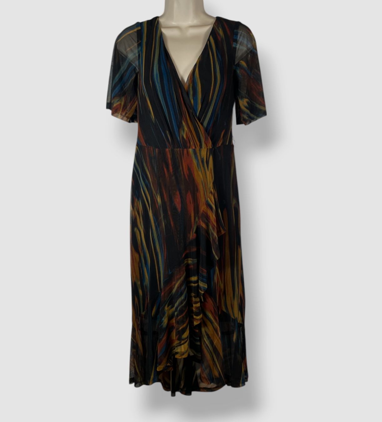 Connected Women's Black Chiffon Ruffle-Trimmed Sheath Dress Petite Size 4P