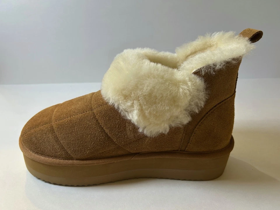 全新 Dearfoams Fireside 室内户外麂皮绒剪绒厚底短靴拖鞋 9 — 第 4/4 张图片