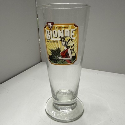 Nutty Brewnette American Brown Ale 16oz Footed Beer Pint Glass 7.5'' Tall New
