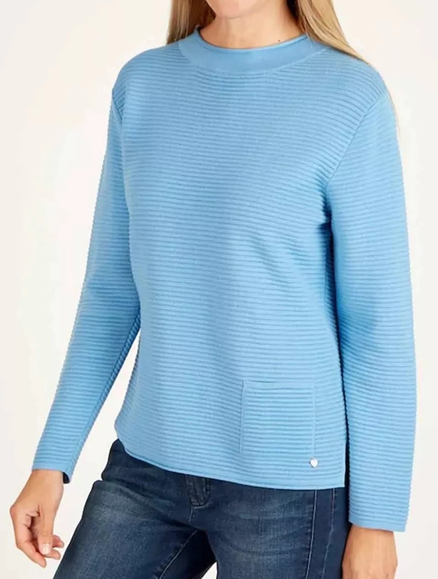 Rabe Pocket Sweater Jumper 1920 Structural Ribbed 18 BNWT RRP €79.99 Powder Blue