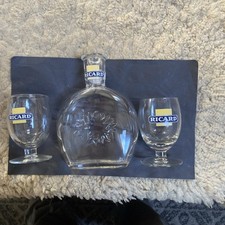 50cl RICARD water jug carafe decanter + 2 glasses with matching logo