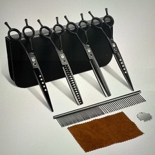 Set of 4 Professional Pet Grooming 7  Scissors, Thinning/Chunker/Straight/Curved