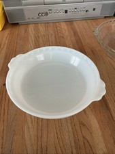 Vintage Ovenware White Milk Glass 10" Pie Plate Made in the USA
