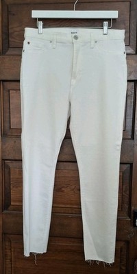 HUDSON White Blair Super Skinny Jeans Stretchy High Rise Raw Hem Size 31 NWT