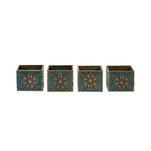 Set of 4 Turquoise Enamel Cloisonne Furniture Feet Metal Bracket GB150