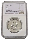 1957 U.S. 50c Silver PROOF Franklin Half Dollar NGC PF67 Blast White