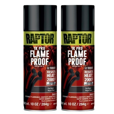Raptor Flameproof Paint High Heat Protective Spray Paint, Flat Black, 2 Pack