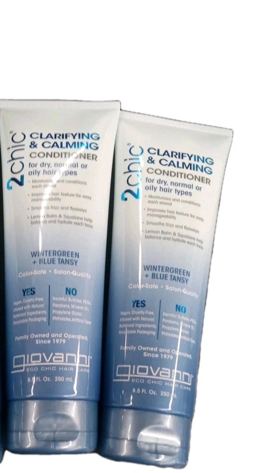 Acondicionador clarificante y calmante Giovanni 2Chic, 2pK 8,5 oz azul verde invierno tanaceto Foto 3 de 3