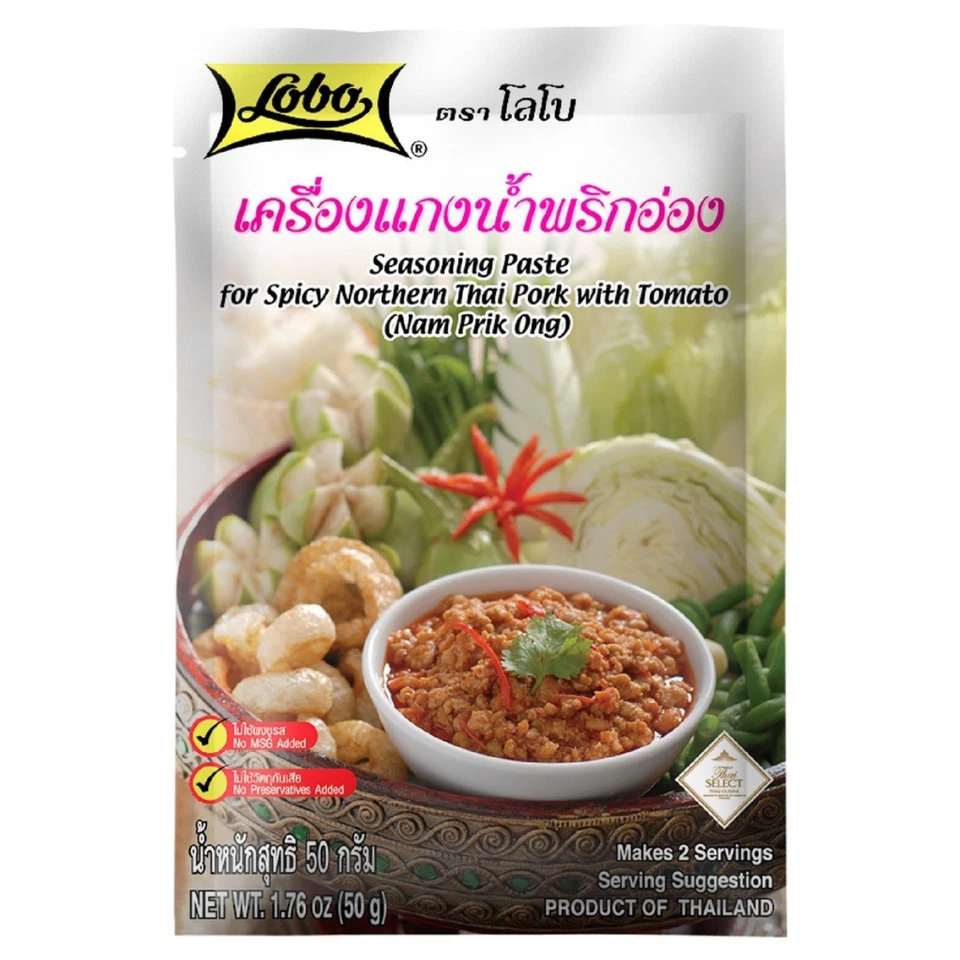 Pasta de curry tailandesa Lobo Nam Prik Ong sabor auténtico 50 g x 6 Foto 2 de 4