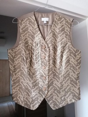 Elegance Paris Brokat Weste, Größe 38, Farbe: Altgold changierend