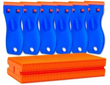 Plastic Razor Blade Scraper Tool, 6 Pcs Razor Scraper with 60 Pcs Plastic Blades