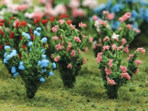 Arbustos con flores Bachmann HO rosa, azul paquete de 1 pulgada de alto (8) 32512 | Zustand: New