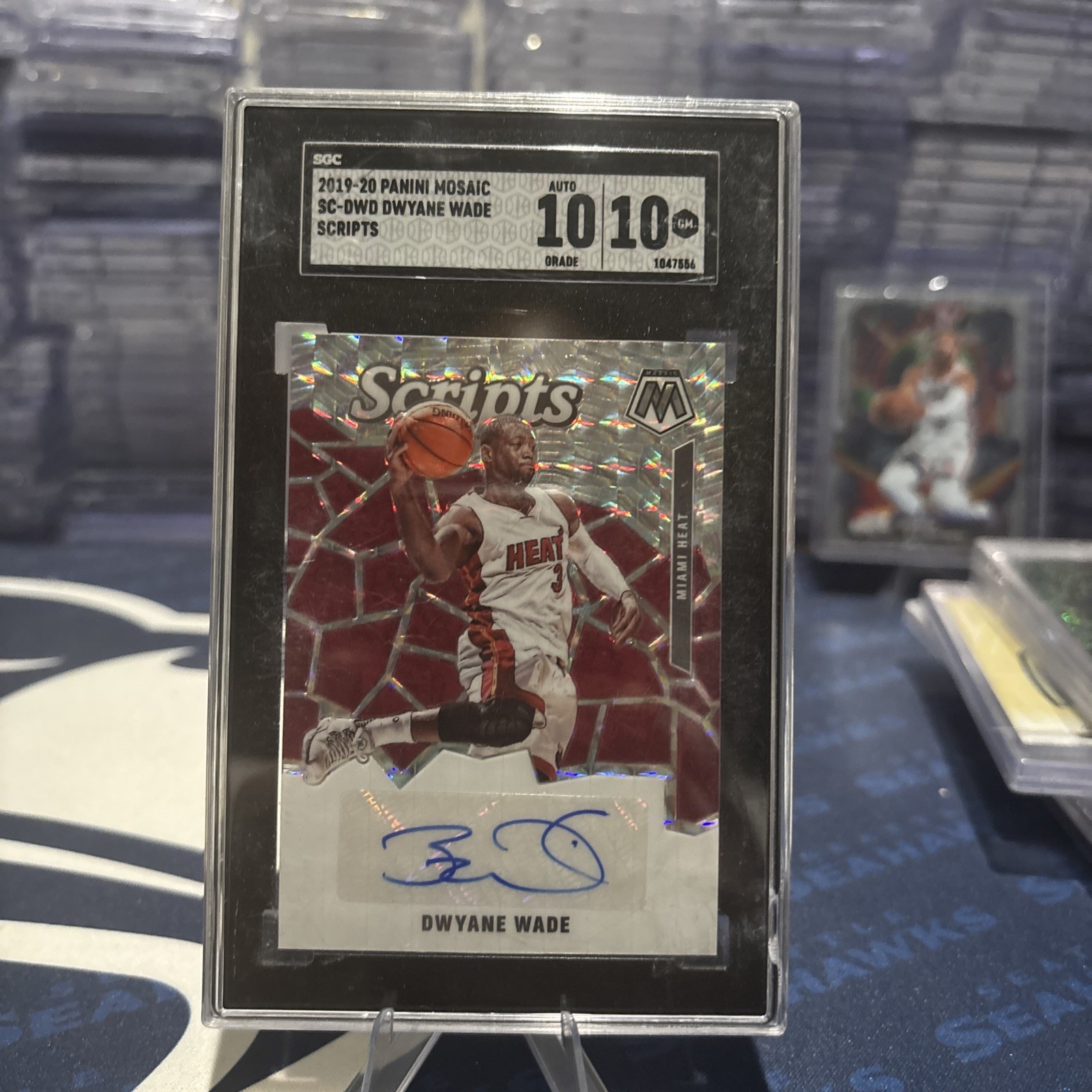 2019 Panini Mosaic Dwane Wade Scripts Auto SGC 10 Gem Mint Auto 10 Miami Heat
