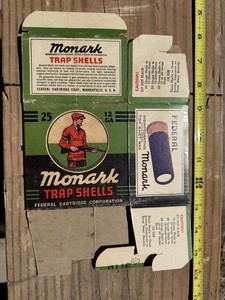 Vintage Federal Cartridge Co. Monark Skeet 12 Ga Shot Shell Box 1pc EMPTY