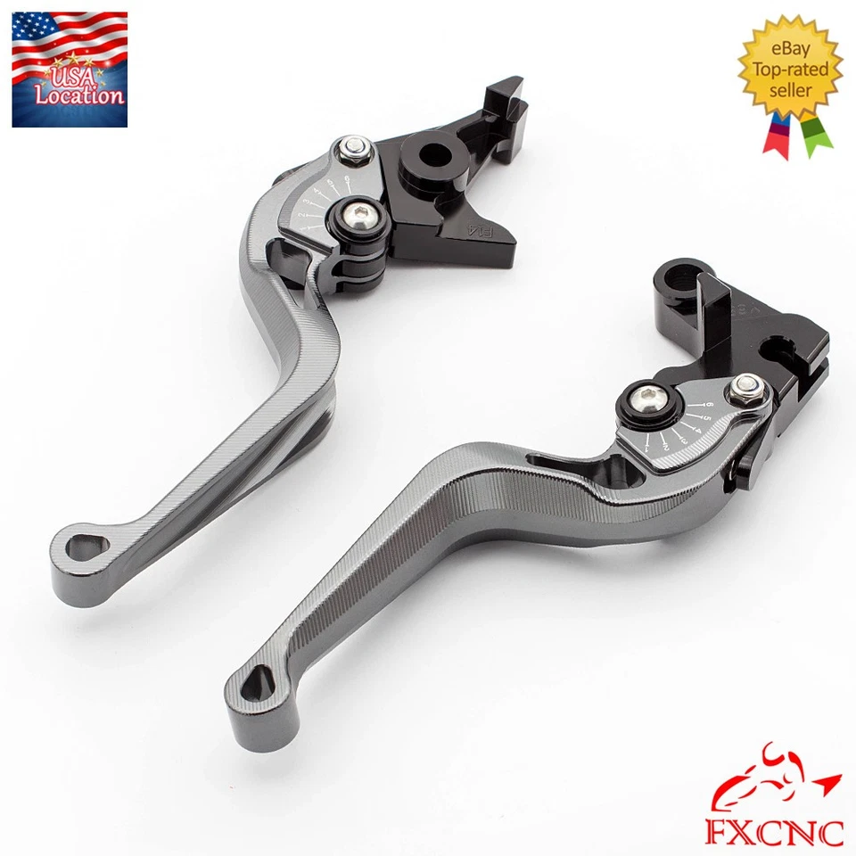 Para Aprilia RSV MILLE/R 1999-2003 FXCNC Palancas de embrague de freno Mango corto Gris Foto 2 de 4